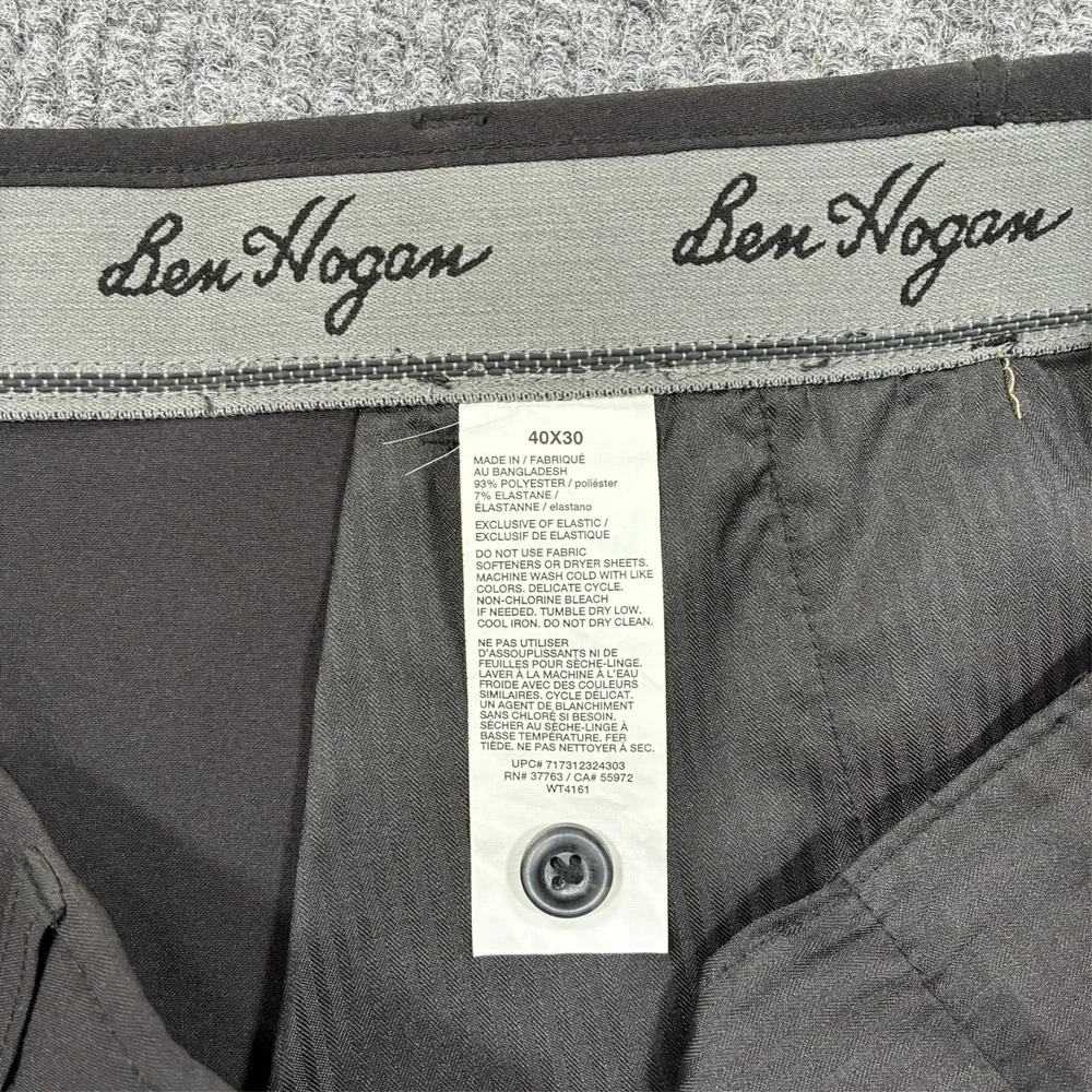 Ben Hogan Mens Golf Pants Size 40x30 Black Flat Front Casual Stretch Mid Rise